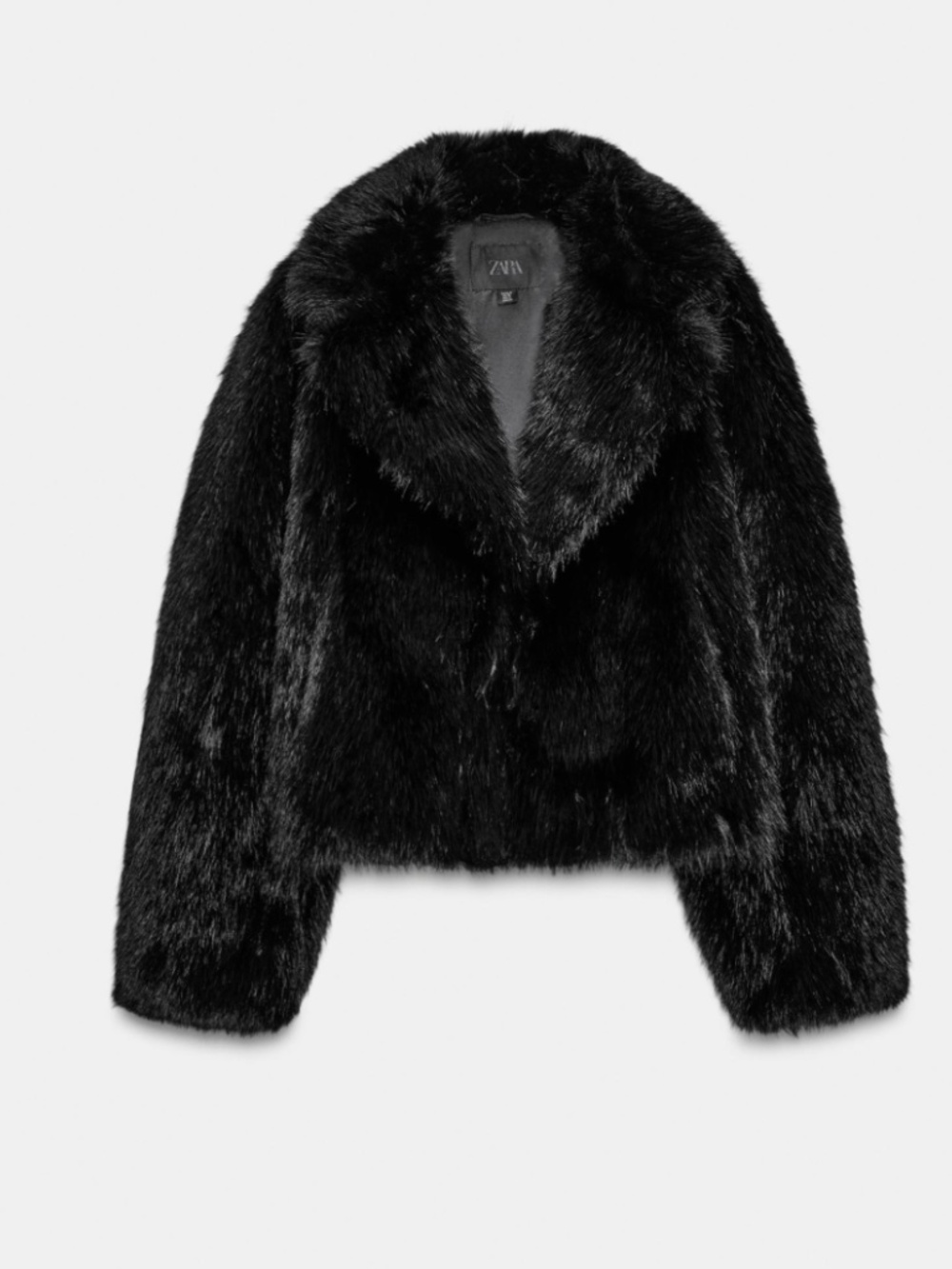 Zara Faux Fur Cropped Jacket – Black – Women's XS